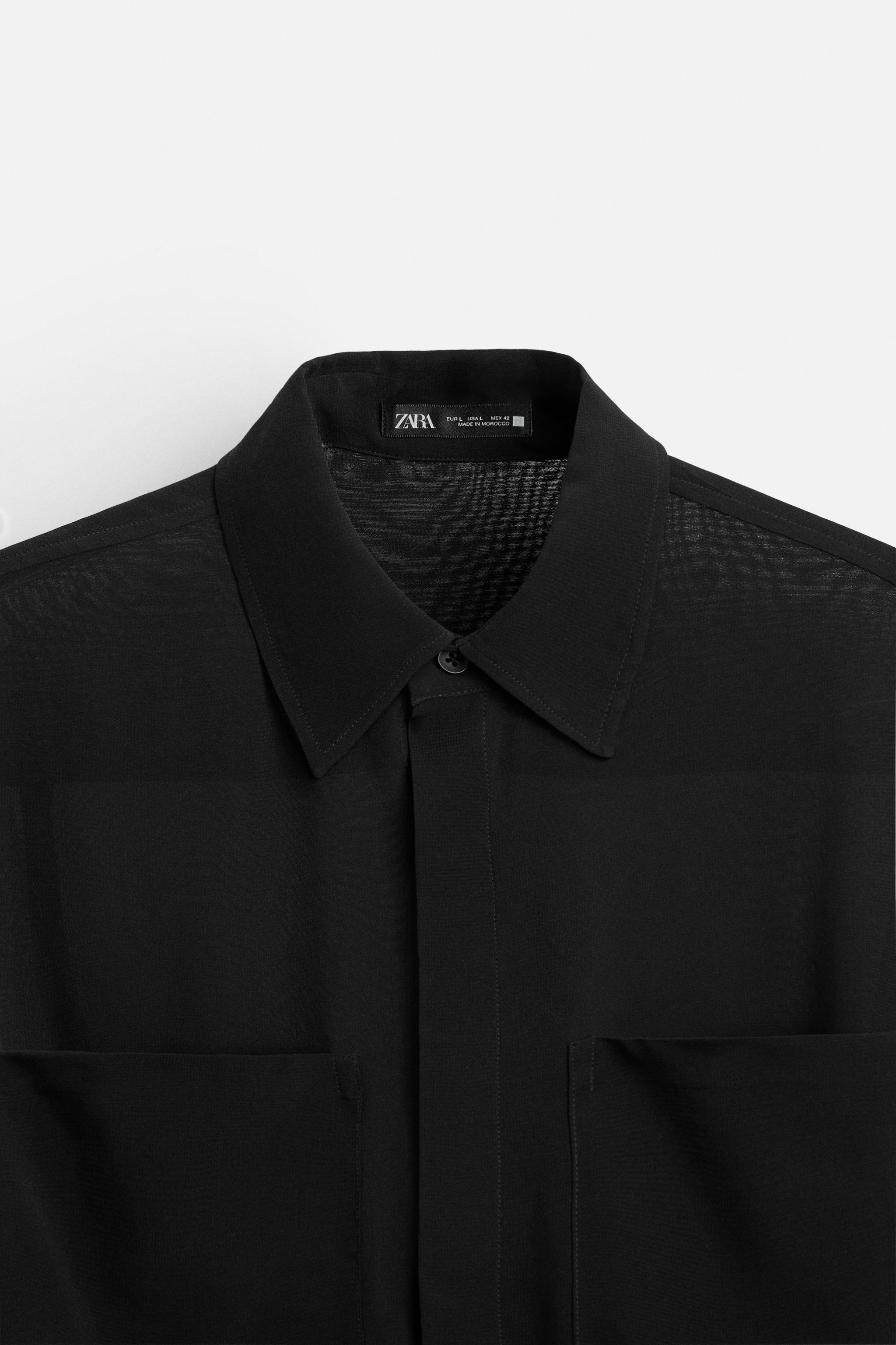 Zara Blusas Elegantes Camisa Negra Plumeti Zara Camisa Negra Zara